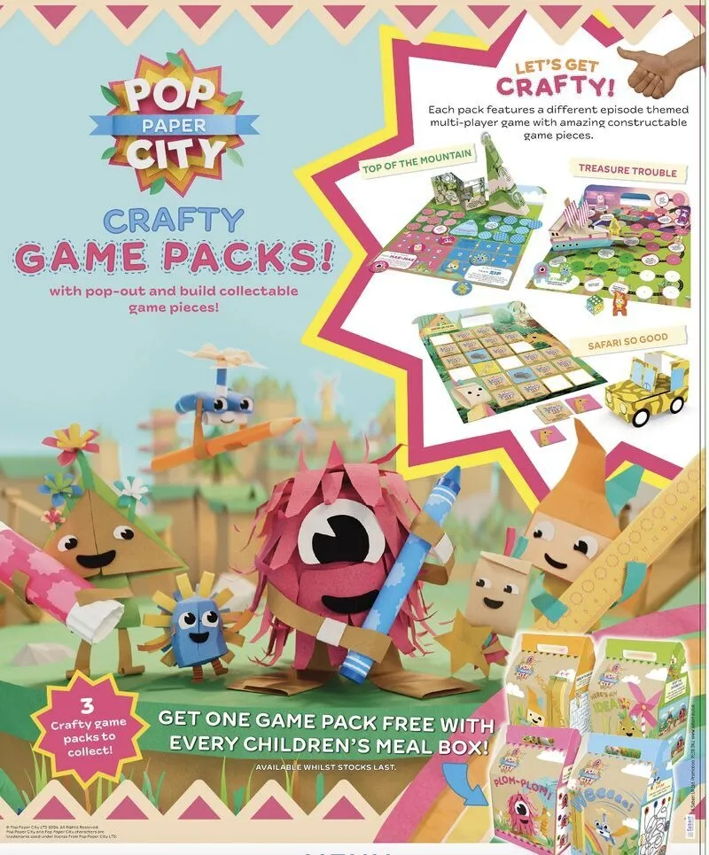 Pop Paper City Crafty Fun in Kids’ Meal Boxes!